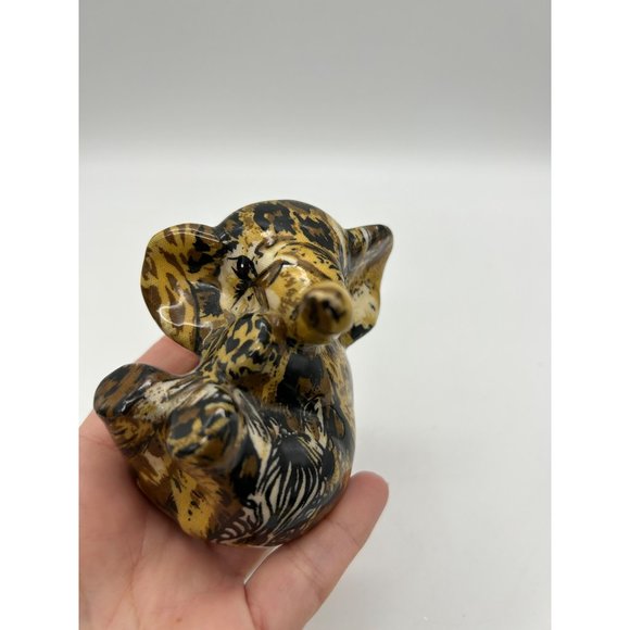 Vintage LaVie Baby Elephant Patchwork Safari Playful Elephant Figurine - Picture 6 of 7